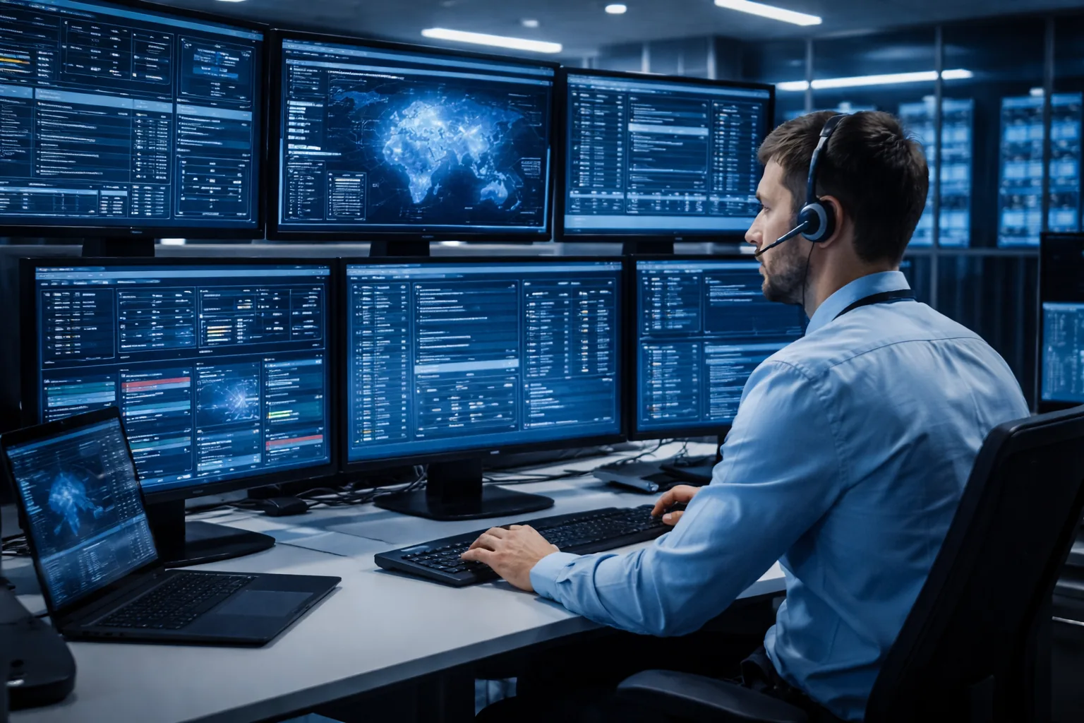 IT operations team maintaining secure business systems and services